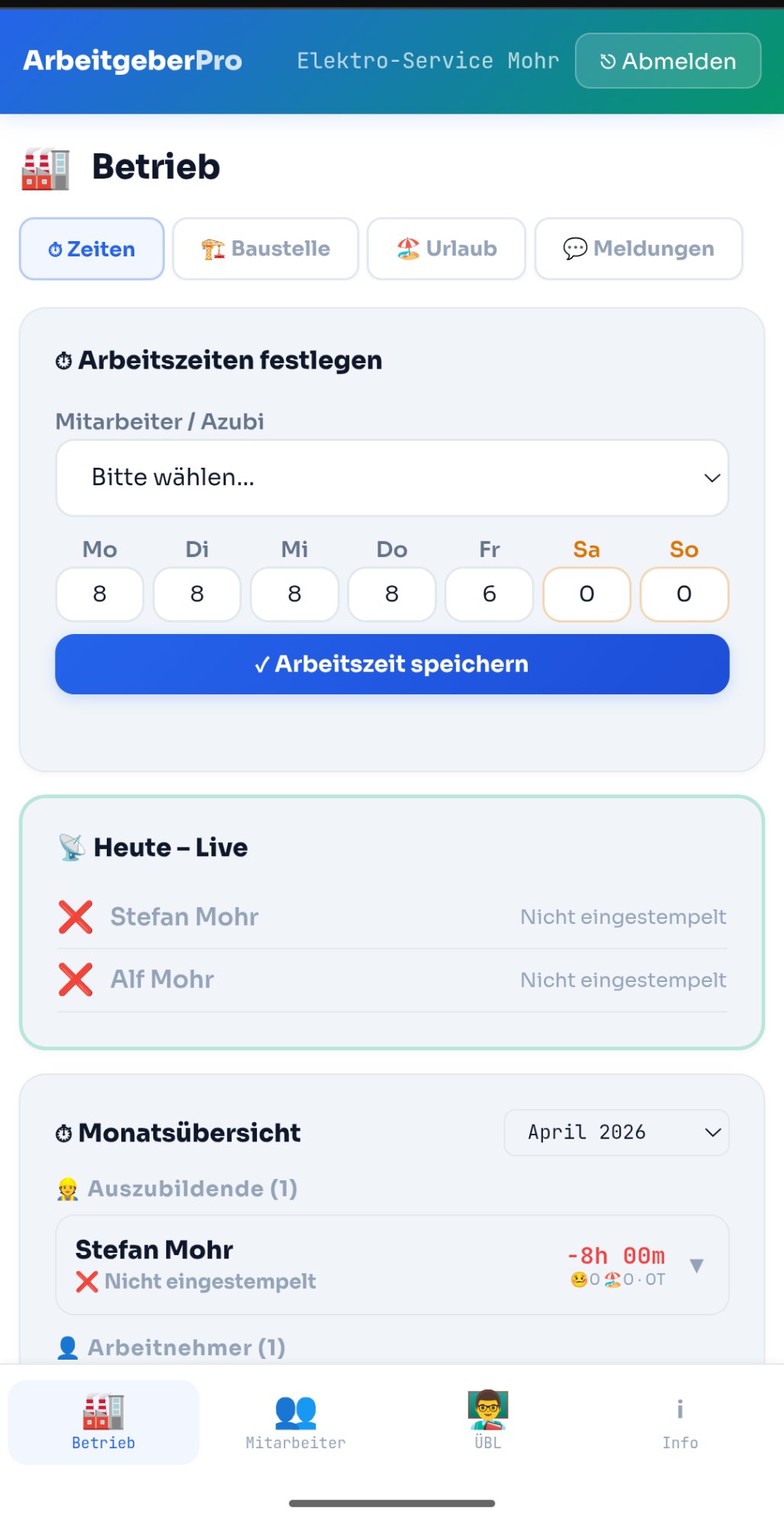 ArbeitgeberPro Zeiten